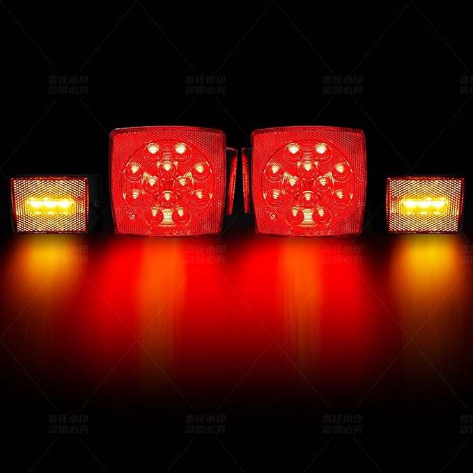 fouwick LED trailer lights Kit, 12V Submersible Tail Marker Lights Wiring Lamp Harness for Boat Car Truck RV Utility snowmobile turn signal license plate stop reverse Trailer Accessories