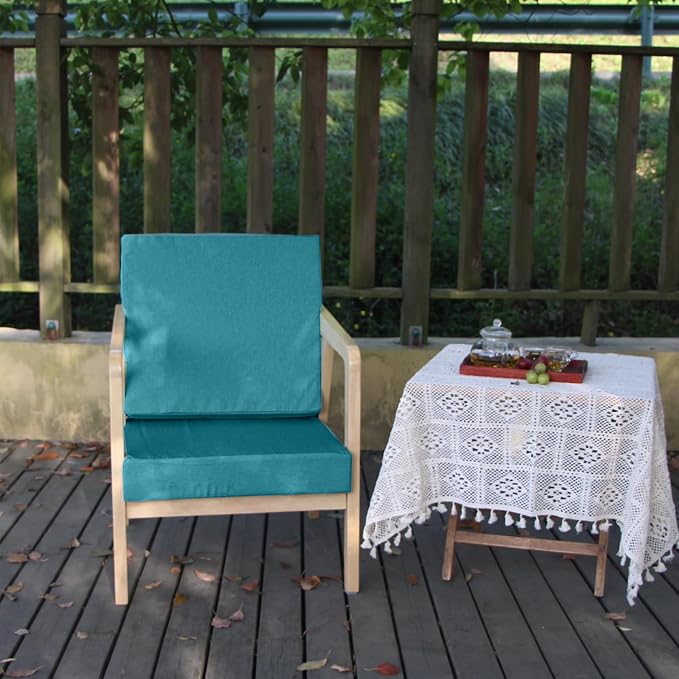 Patio Seat Cushion Covers,Washable Slip Covers Replacement,Waterproof Outdoor Furniture Chair Cushion Pillow Seat Cover for Couch,Garden,Sofa,Teal,22"×22"×4"(4 Covers Only)