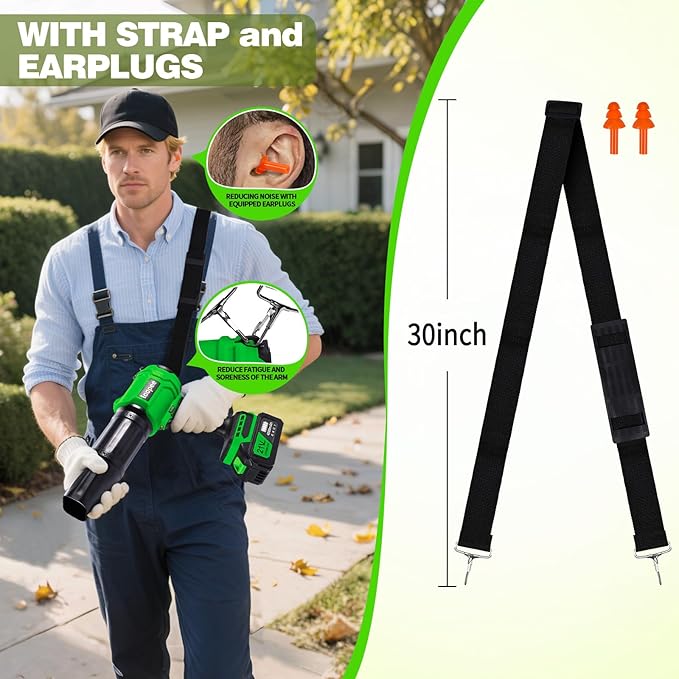 Leaf Blower Cordless,Battery Powered 800,000 RPM Electric Leaf Blower with 2 x 4.0Ah Battery and Charger Handheld Blowers for Lawn Care,Dust,Snow,Car Blowing Water with 2 Extended Nozzle,Dark Green