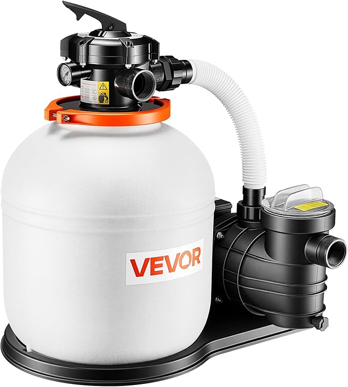 VEVOR FlashPure Sand Filter Pump, 16 in for Above Ground Pool, 1 HP 4400 GPH, Swimming Pool Filter System with Timer, 6X Faster Filtration with Media Installed, Leak-Resistant, Ready to Use Out of Box