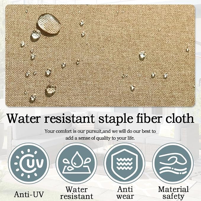 14Pcs Outdoor Cushion Covers Replacement Washable w/Zipper for 6-Seaters Sofa Patio Slipcovers Set Seat and Back Covers Only-25.6x25.6x3.9inch