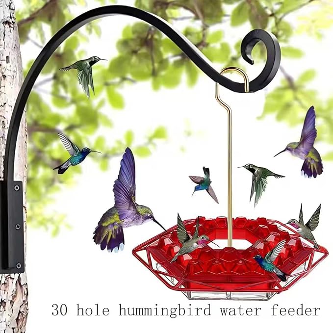 Hummingbird Feeder with Ant-Proof Moat Hummingbird Feeder, Easy to Clean and Refill Includes Hanging Hook, Features 30 Feeding Ports (Red 1PCS)