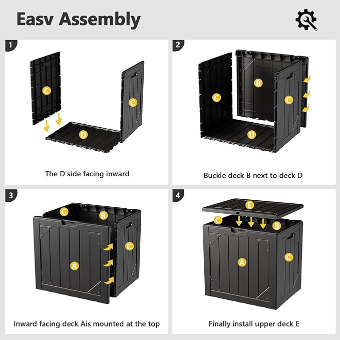 Outdoor Storage Box - 30 Gallon Waterproof Resin Deck Box, Lockable Patio Storage Bench for Package Delivery, Cushions & Garden Tools, UV Resistant (Black)