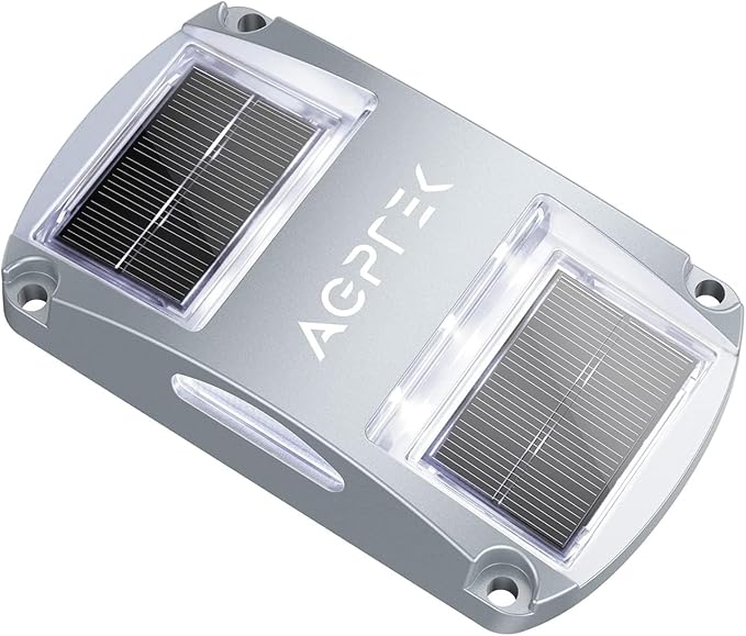 AGPTEK Solar Driveway Lights 1 Pack, Outdoor Deck Dock Marine LED Solar Powered Waterproof Driveway Marker Lights for Warning Step, Sidewalk, Pathway, Garden, Yard (White Light)