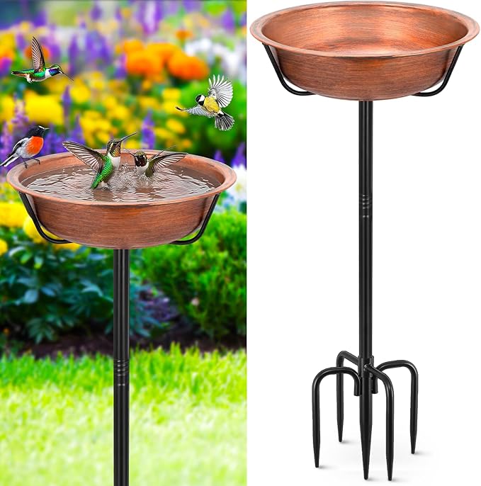 Gtongoko Metal Bird Bath for Outside Heavy Duty, 35 Inch Bird Feeder Birdbaths for Outdoors, Garden Bird Bath Bowl with 5-prongs Base