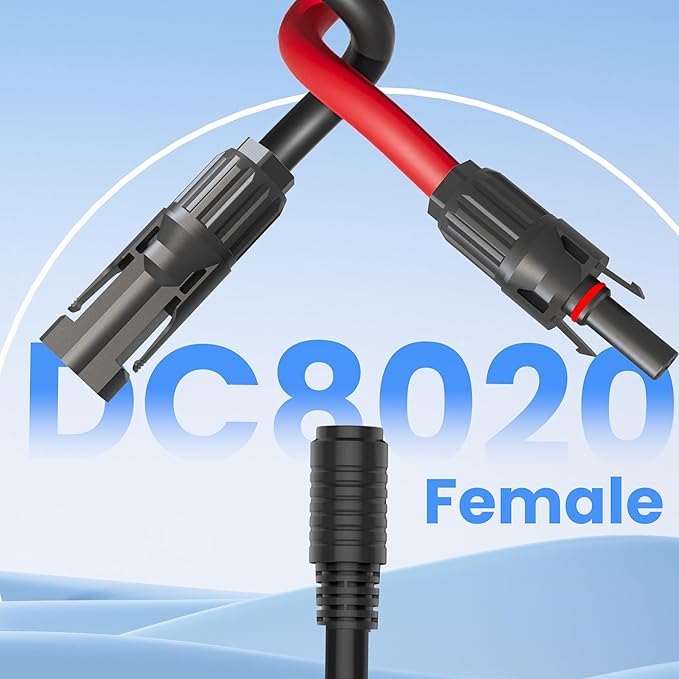 DC8020 Female to Solar Connector,Solar Charge Extension Cable 12AWG DC8020 Adapter Cable for Solar Panel,Compatible with Jackery SolarSaga 200W Portable Solar Panel