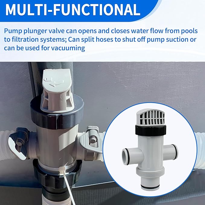 11872 Dual Split Hose Plunger Valve Compatible with Intex Replacement Pool Part Accessory Attachment for Above Ground Pool and Pool Pump Maintenance