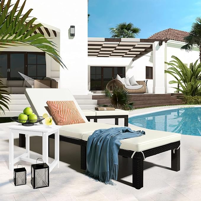 GARDENSTAR Adirondack Square Side Table,one-Tier Outdoor end Table, Patio Side Table for Pool,Porch,Backyard,Relaxing Companion (White)