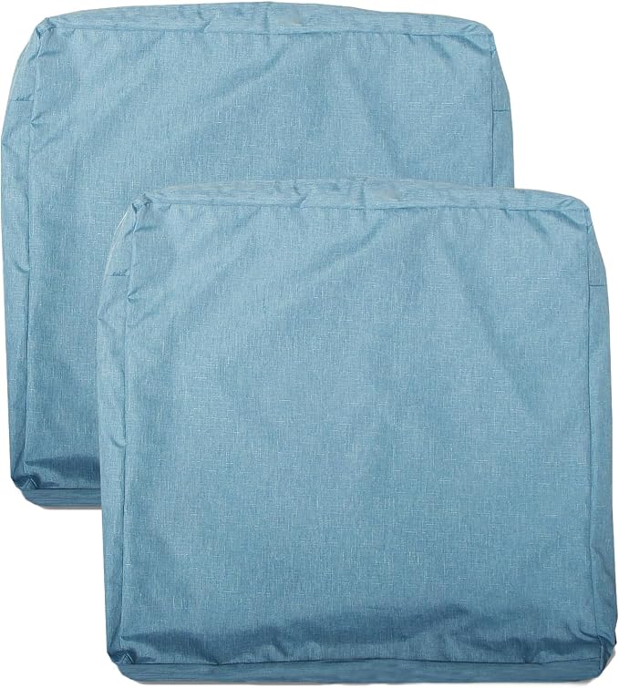 Patio Seat Cushion Covers,Washable Slip Covers Replacement,Waterproof Outdoor Furniture Chair Cushion Pillow Seat Cover for Couch,Garden,Sofa,Water Blue,22"×22"×4"(2 Covers Only)