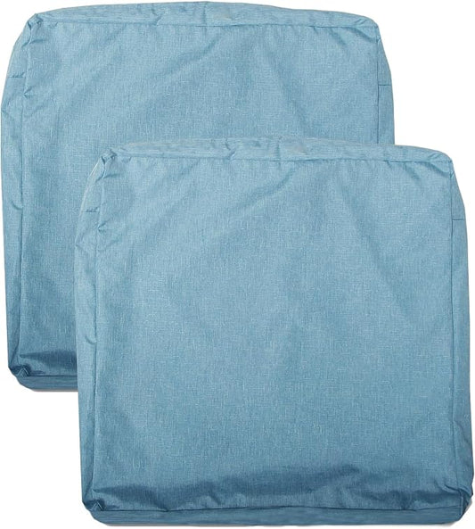 Patio Seat Cushion Covers,Washable Slip Covers Replacement,Waterproof Outdoor Furniture Chair Cushion Pillow Seat Cover for Couch,Garden,Sofa,Water Blue,22"×22"×4"(2 Covers Only)