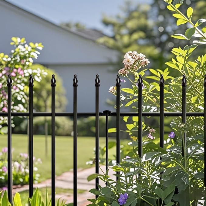 Thealyn Metal Garden Fence 36" H x 28" W, 5 Panels (4 Panels + 1 Gate), Total 11.6 feet, Metal Border Folding Fence, Landscape Fencing Dog Fence Pet Fence for Flower Bed, Yard, Animal Barrier