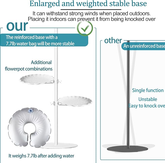 Upgraded 74" Shepherd's Hook for Bird Feeder，White Floor Hanging Plant，White Wind Chime Stand, Waterproof Metal & Adjustable-Height Standing Pole Holder for Wreath, Indoor & Outdoor（2 Placement Racks)