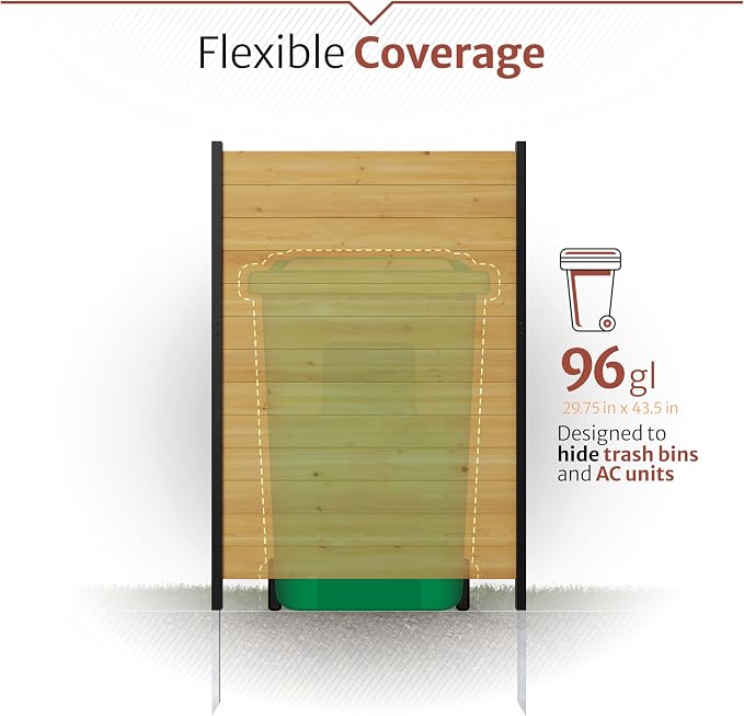 5ft H x 3.2ft W (1 Panel) No Dig Enclo Fairmont Cedar Wood Privacy Screen, Great to Hide Trash Cans, Decorative Patio Screen, Outdoor Privacy Fence Panel, Air Conditioner Barrier, EC18043