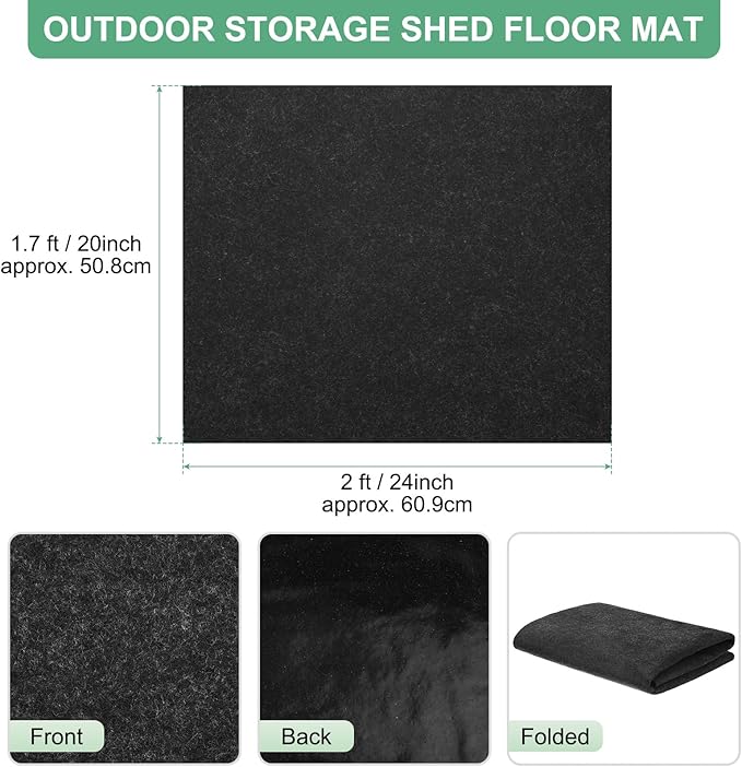 M METERXITY Outdoor Storage Shed Mat, 1.7x2 FT Waterproof Small Shed Flooring Mat for Patio Furniture Floor Protecting from Wear/Liquid/Dust/Oil, Non-Slip Carport Pad [Grey]