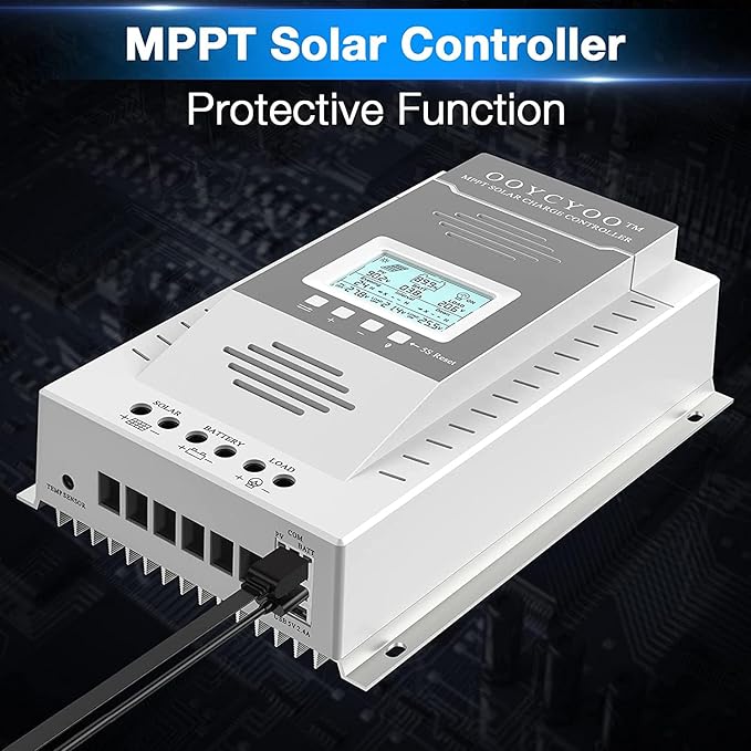 MPPT Charge Controller 80 amp 12V/24V Auto, 80A Solar Panel Charge Regulator with Blacklight LCD Display Max 100V for Lead-Acid Sealed Gel AGM Flooded Lithium Battery