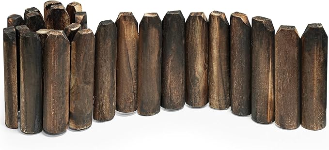 Wood Garden Edging, Half Round Natural Wooden Solid Log Fence Border Decorative for Flower Bed Barriers and Landscape Fencing (7.8" H x 47" L, 1 Pack)
