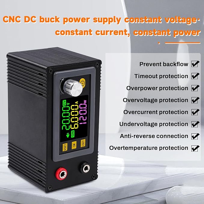 ZPSHYD Adjustable DC Power Supply 120W - SK120 CNC Buck Boost Voltage Regulator Module with MPPT Solar Charging, 0-36V 0-6A Constant Voltage Current, LCD Display