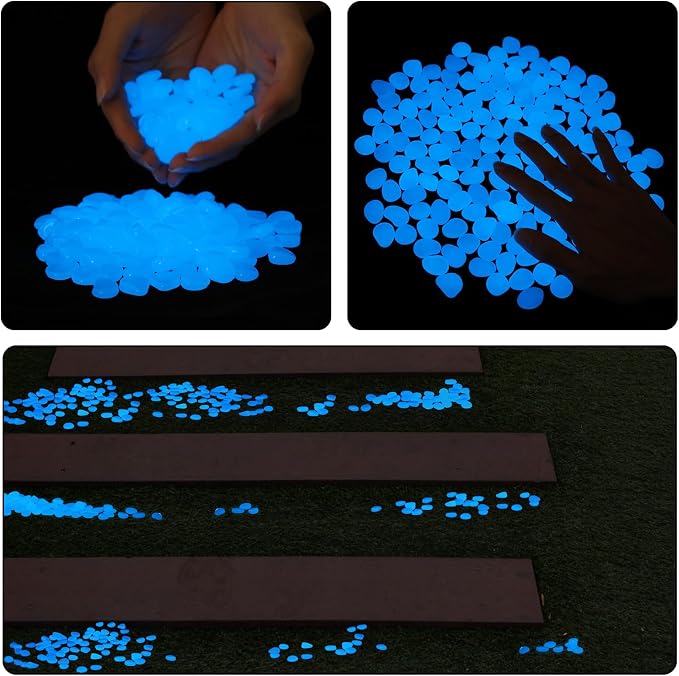 Oubest Fish Tank Rocks Glow Blue/Glow in The Dark Pebbles for Garden/Fish Tank/Aquarium/Plant Pots/Bonsai Walkway/Driveway 200pcs