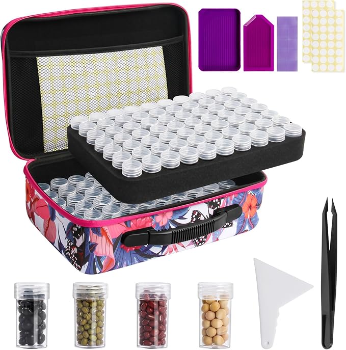 Seed Storage Organizer 140 Slots Seed Organizer Storage Box, Portable Seed Packet Organizer Box with Zipper Bag, Labels, Sorting Tray, Garden Seed Storage Container for Flower Plants