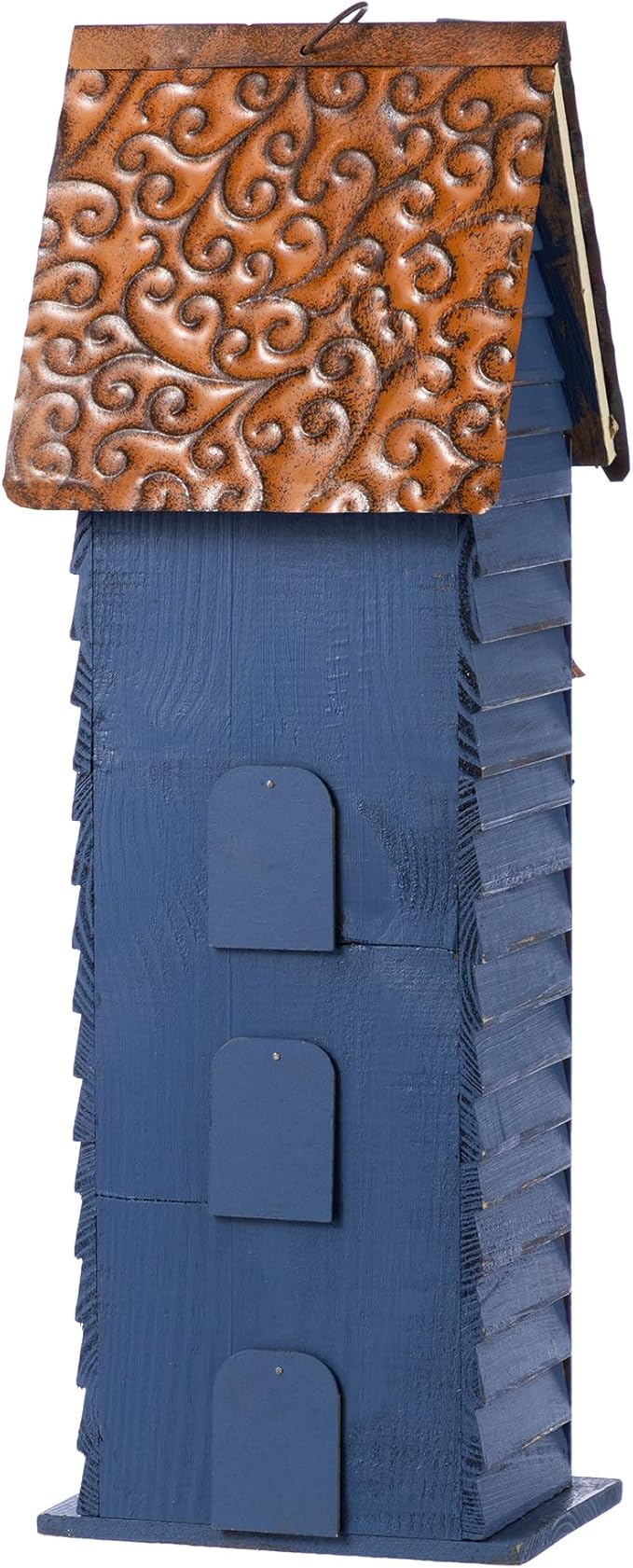 Glitzhome Bird Houses for Outside,Hand Painted Hanging Bird House for Outdoors, 24.25" H Oversized 3-Tiered Villa Decorative Wooden Bird Houses Large Birdhouse for Garden, Washed Blue