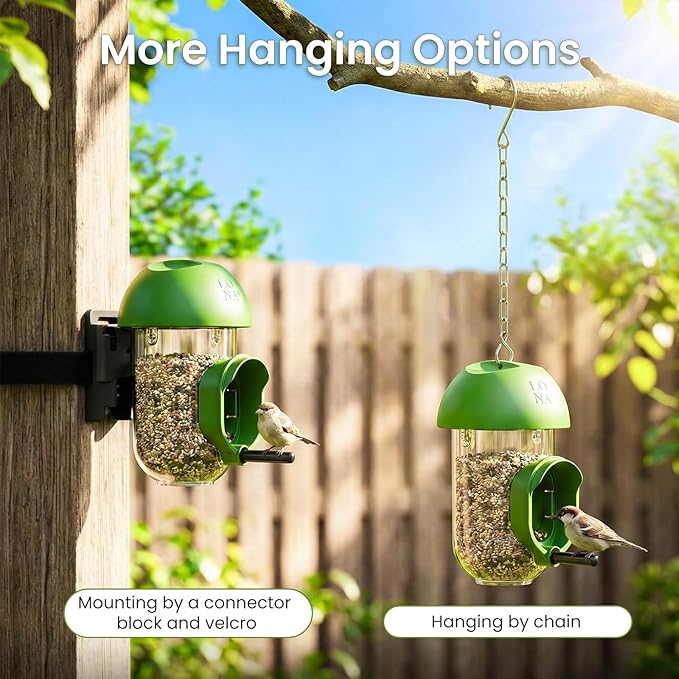 LONA Bird Feeders for Outdoors, Tube Feeder Weatherproof with Multiple Hanging Methods, Wild Bird Feeding Silo for Outside, 1 Port