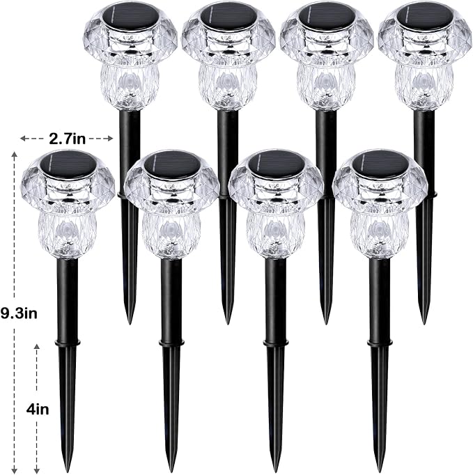 Solar Pathway Lights Outdoor 8 Pack Mushroom Garden Lights Waterproof Solar Powered Yard Lighting for Landscape, Driveway, Path, Walkway, Patio, Outside Garden Decorations, 3000K Warm White