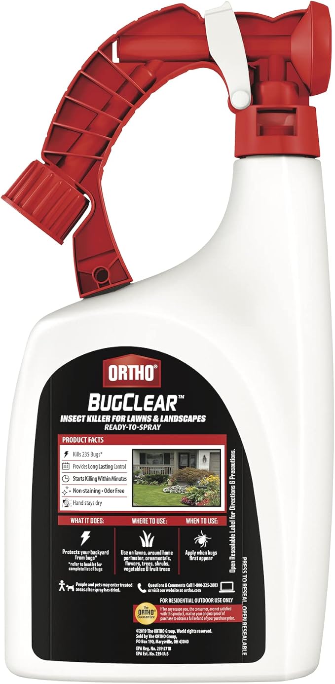 Ortho BugClear Insect Killer for Lawns & Landscapes Ready to Spray - Kills Periodical Cicadas, Ants, Spiders, Fleas, Ticks & More, Outdoor Bug Spray for up to 6 Month Insect Control, 32 oz.