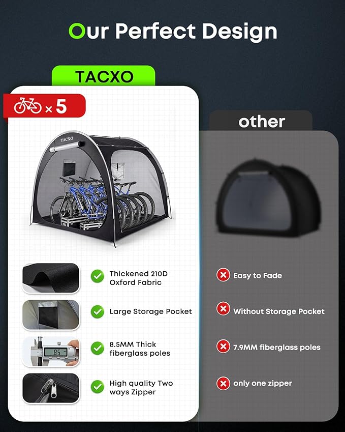 Bike Storage Shed Tent,Bike Cover Waterproof Outdoor Storage Shed with 210D Oxford Fabric PU4000 for 4-5Bikes,Portable Bicycle Shelter for Motorcycle,Garden Tools,Lawn Mower