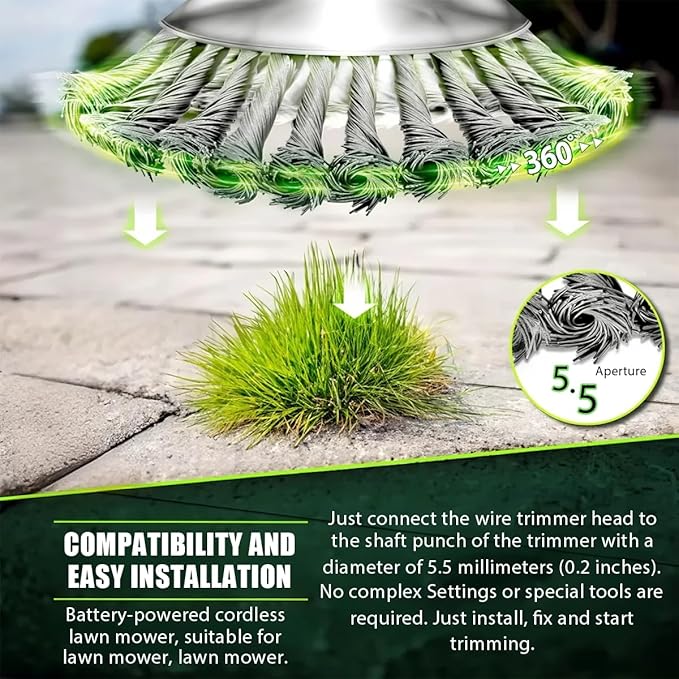 2025 New Steel Wire Grass Trimmer Head, 6 Inches String Trimmer Replacement Head, Universal Steel Wire Weed Trimmer Head for Electric Battery Powered Cordless String Trimmer (1PCS/ 6 Blade)