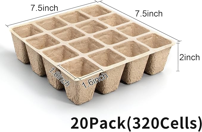 SYITCUN 320 Cells Seed Starter Tray, 20 Pack Seed Starter Kit, Peat Pots for Seedlings with 200 Plant Labels, 2 Seed Planting Tool and 1 Spray Bottle