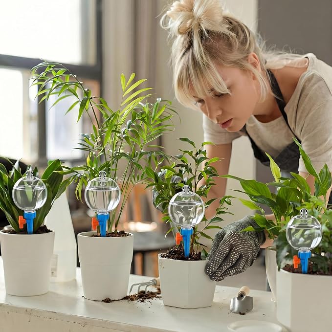 12 Pcs 17oz Plant Self Watering Globes for Indoor Outdoor Adjustable Plants Plastic Water Bulbs Top to Fill Plant Self Watering Planter Insert Water Devices System Spikes Stakes (Blue)