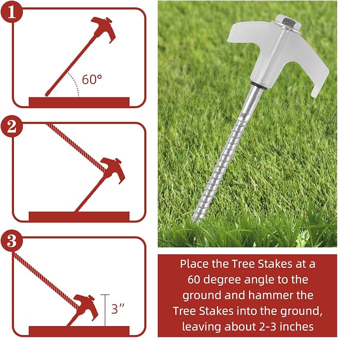 50 Pack 8 Inch Screw in Tent Stakes Heavy Duty Tent Stakes Screw in Ground Camping Stake with Hex Head Driver Metal Pegs Spikes for Camping Garden Yard (White)