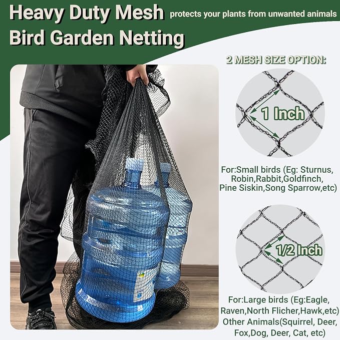 10x50ft Bird Netting for Chicken Coop 1/2 inch Mesh Heavy Duty Chicken Netting Animal Barrier, Poultry Netting Roof Cover for Chicken Run, Bird Net for Fruit Tree Against Birds Squirrels Rabbits