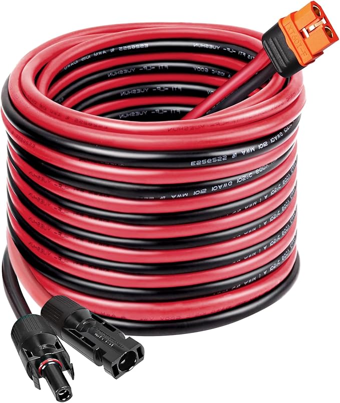 Solar to XT60i Cable 10AWG - MOOKEERF 25FT Solar Panel to XT60i Adapter Connector XT60i-F Extension Cable for Portable Power Station Solar Generator