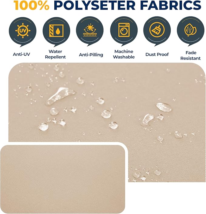 HOMREST 14-Piece Outdoor Cushion Covers Set for Patio Furniture, Reversible Double-Sided Sofa Slipcovers with Zipper, Water-Repellent Replacement Covers Only (Khaki, 25.6×25.6×3.9in)