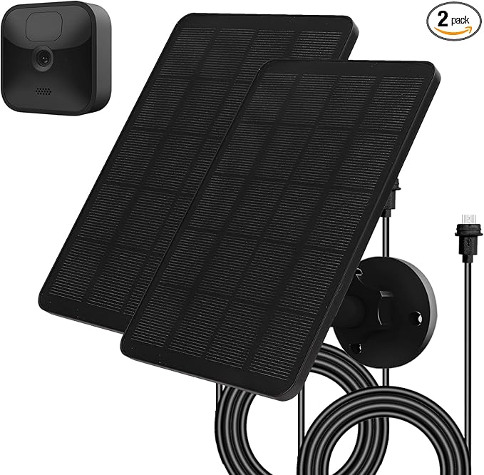 Solar Panel for Blink Camera, 4W Solar Panel Compatible with Blink Outdoor 3 (3rd Gen), XT XT2 Camera, Solar Charger for Camera with Adjustable Mount, 13.12ft Charge Cable, IP65 Waterproof, 2 Pack
