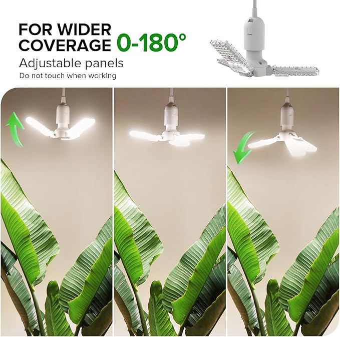SANSI Grow Lights for Indoor Plants, 99 LEDs Plant Growing Lamp with Timer, 30W 2000LM 4000K Plant Light with Full Spectrum High PPFD, Height Adjustable Wings, 16.4FT Power Cord for Tall Large Plants
