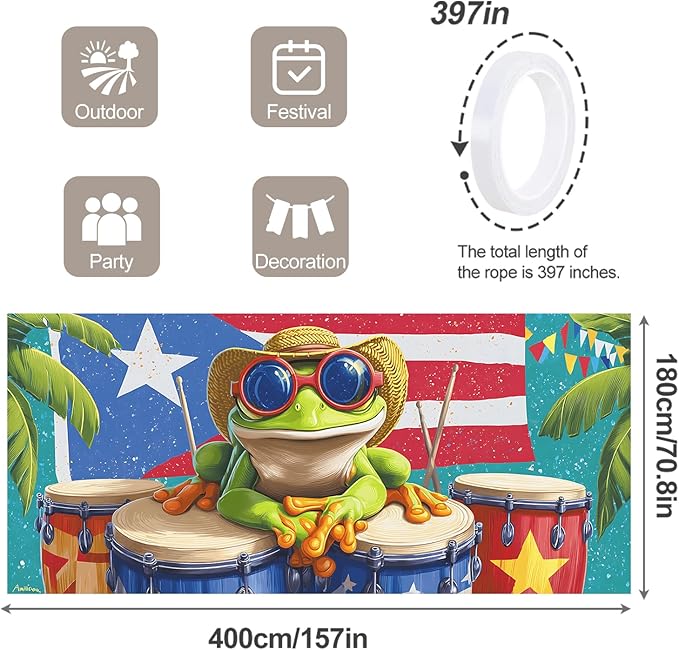 6 * 13FT Summer Puerto Rico Garage Door Cover Decorations Sunset Palm Trees Garage Door Banner for Outdoor Indoor Summer Party Photography Backdrop
