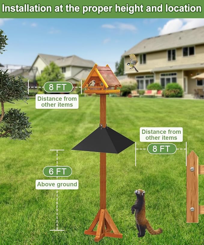 Queension Plastic Squirrel Baffle for 4x4 Post, Squirrel Guards for 3.5 to 4.5 Inch Feeder Poles for Keep Squirrels and Racoons Off Bird Houses, Black, 2 Pack