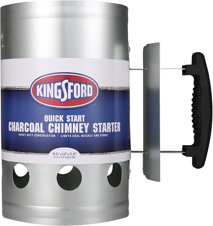 Oklahoma Joe’s Highland Offset Smoker Cover, Black & Kingsford Heavy Duty Deluxe Charcoal Chimney Starter | BBQ Chimney Starter for Charcoal Grill and Barbecues Silver