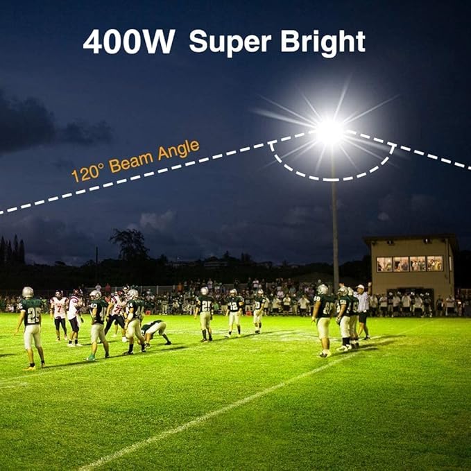 XYCN 400W LED Stadium Flood Lights Outdoor(2350W Equivalent),50000LM Super Bright LED Arena Lights 100-277V IP66 Waterproof 5000K Daylight White Commercial Lighting for Sports Fields and Counts