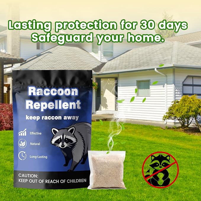 Raccoon Repellent Homes & Yards - Outdoor Safe Granules, Helps Shield Trash Cans, Gardens, and Attics from Nuisance Wildlife-10Packs