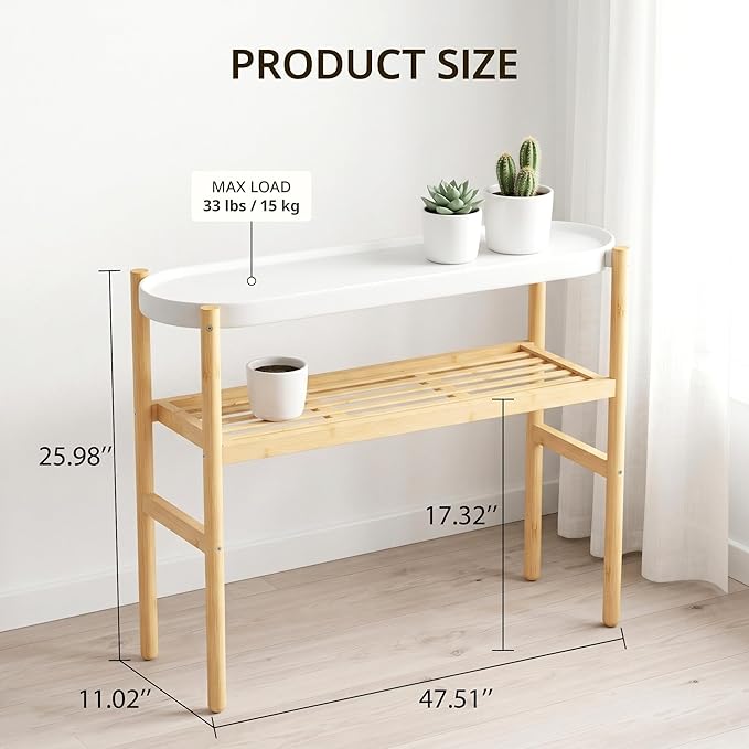 APRTAT Bamboo Plant Stand Indoor, 2 Tier Tall Plant Storage Stand Table Top for Multiple Plants, Window Plant Shelf Table Plant Rack for Balcony Garden Living Room Indoor Outdoor Home 2-Tier-8 Pot-Nature