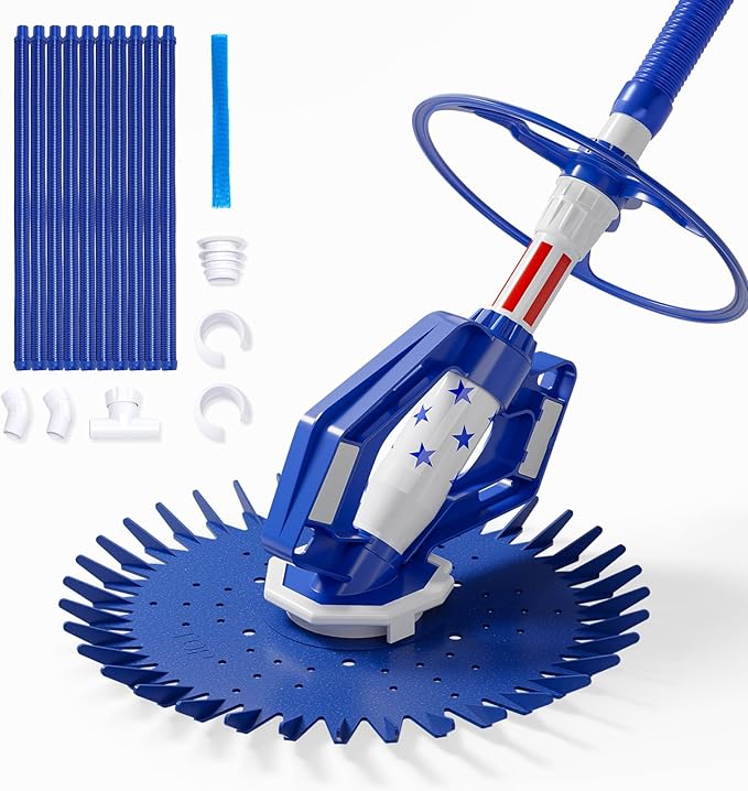 VINGLI Pool Vacuum Cleaner Automatic Sweeper Swimming Pool Creepy Crawler Vacuum with 33FT Hoses (Blue Star)