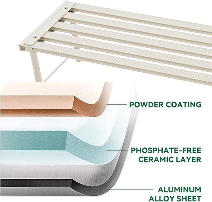 Metal Plant Stand, Rust-proof Aluminum Flower Pot Stand, Heavy Duty Planter Display Shelving for Patio Balcony Garden Living Room Decorative (White, 23.6 Inch)