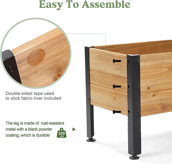 OIPRTGFJ Wood Rectangular Garden Planter Box Raised Garden Bed Outdoor,Planters for Outdoor Plants 37x13x15in Elevated Planter Box for Herbs Vegetables Flowers Great for Patio Deck Balcony