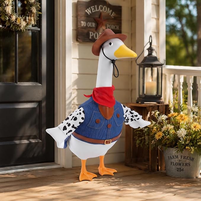 Cowboy Porch Goose Outfits Clothes for Party Decor, 4th of July Decorations, 250 Anniversary USA Merchandise Lawn 23 inch Porch Goose Costume Clothing for Patio Yard