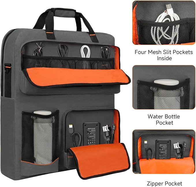 Solar Panel Storage Bag Compatible with Jackery SolarSaga 100/100X/200W & Anker Solix PS100/PS200, Padded Portable Carrying Case with Shoulder Strap & Pocket for Camping, RV, Outdoor, Gray