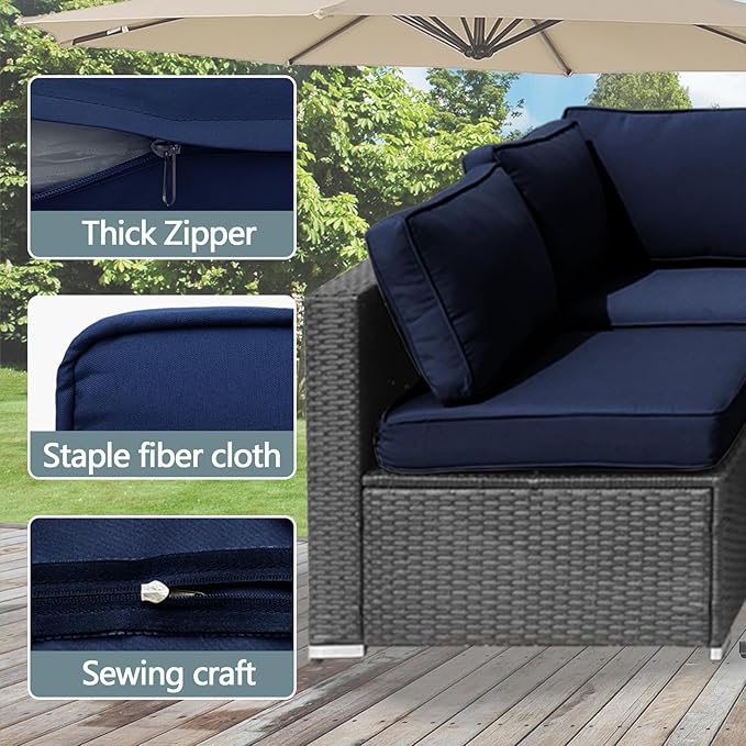 14Pcs Patio Cushion Covers Replacement Splashproof UV-Resistant Inelastic Covers with Zippers, Max Compatible 23.6x23.6x3.9 inch Patio Cushion, for 7 Pcs Outdoor Patio Furniture Sets