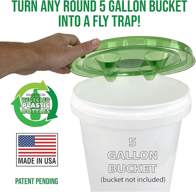 Billy-Bob Fly-Lid 5 Gallon Bucket Fly Lid (3 Pack) Turn Any 5 Gallon Bucket into a Fly Trap!